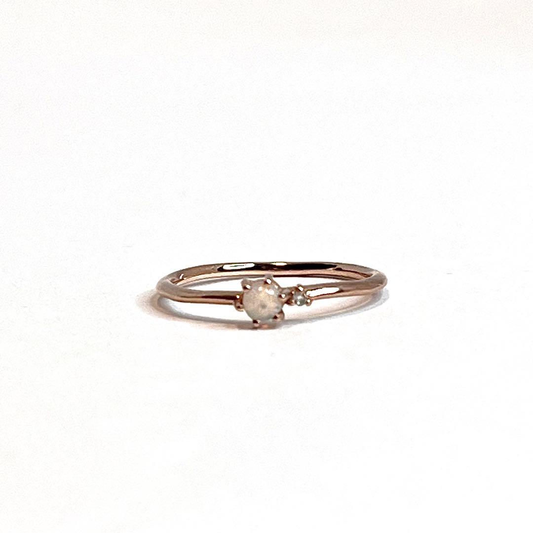 エテ K10 リング オパール ダイヤ リング ピンキーリング1号