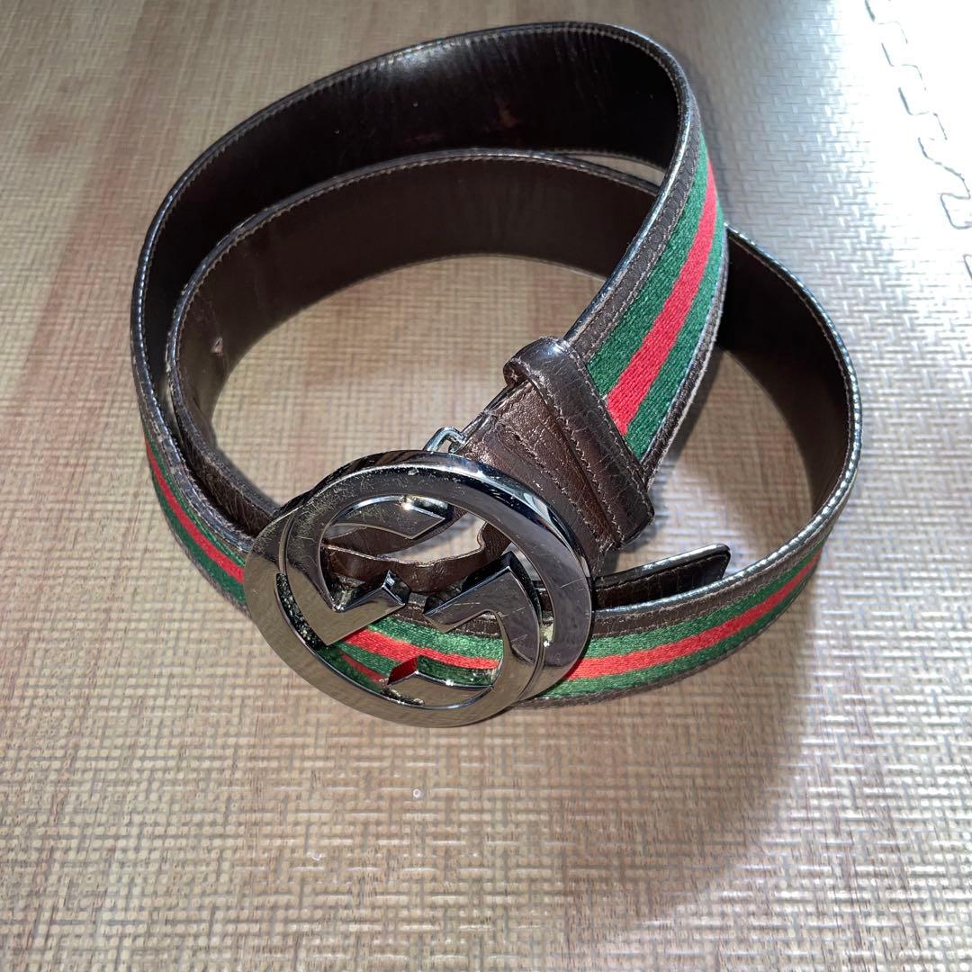 Gucci ストライプ ベルト GGロゴ