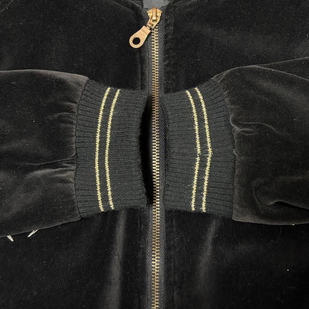 BARCEDOS 別珍 日本限定 スカジャン 龍 昇竜 刺繍 ベロア 艶 黒 金