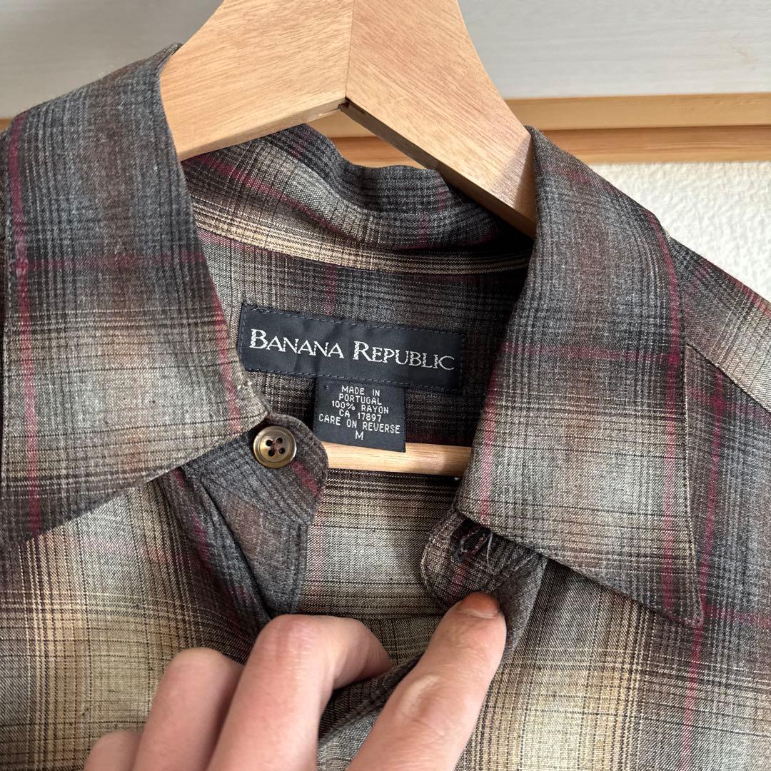 90sBANANA REPUBLICオンブレレーヨン長袖シャツ