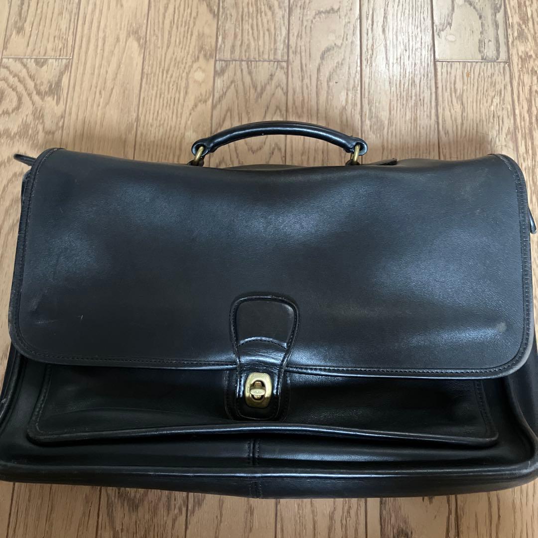coach 黒 レザー ビジネスバッグ