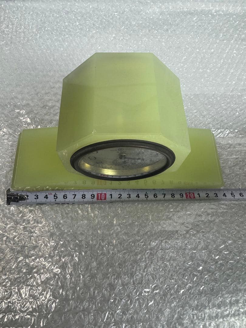 精工舎　トレードマーク　ウランガラス　置き時計　グリーン　セイコーシャ　ゼンマイ