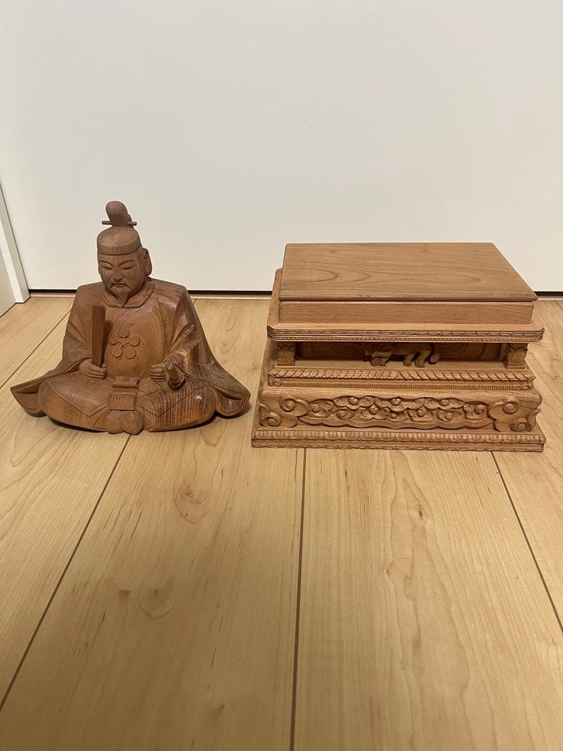 最終値下げ　菅原道真公　木彫り　欅材　天神様　学問の神様