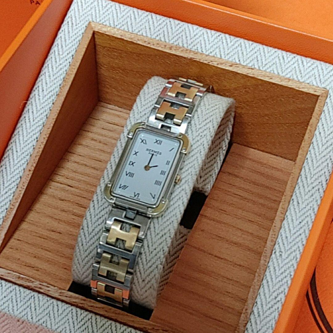 エルメス時計/極極極美品クロアジュール/新品電池新品仕上げ正常稼働品/レディース