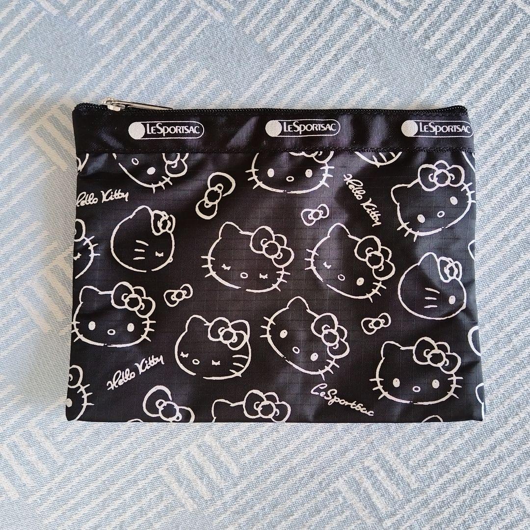 レスポートサック ハローキティ リボン結び ブラック ボストンバッグ ポーチ付き