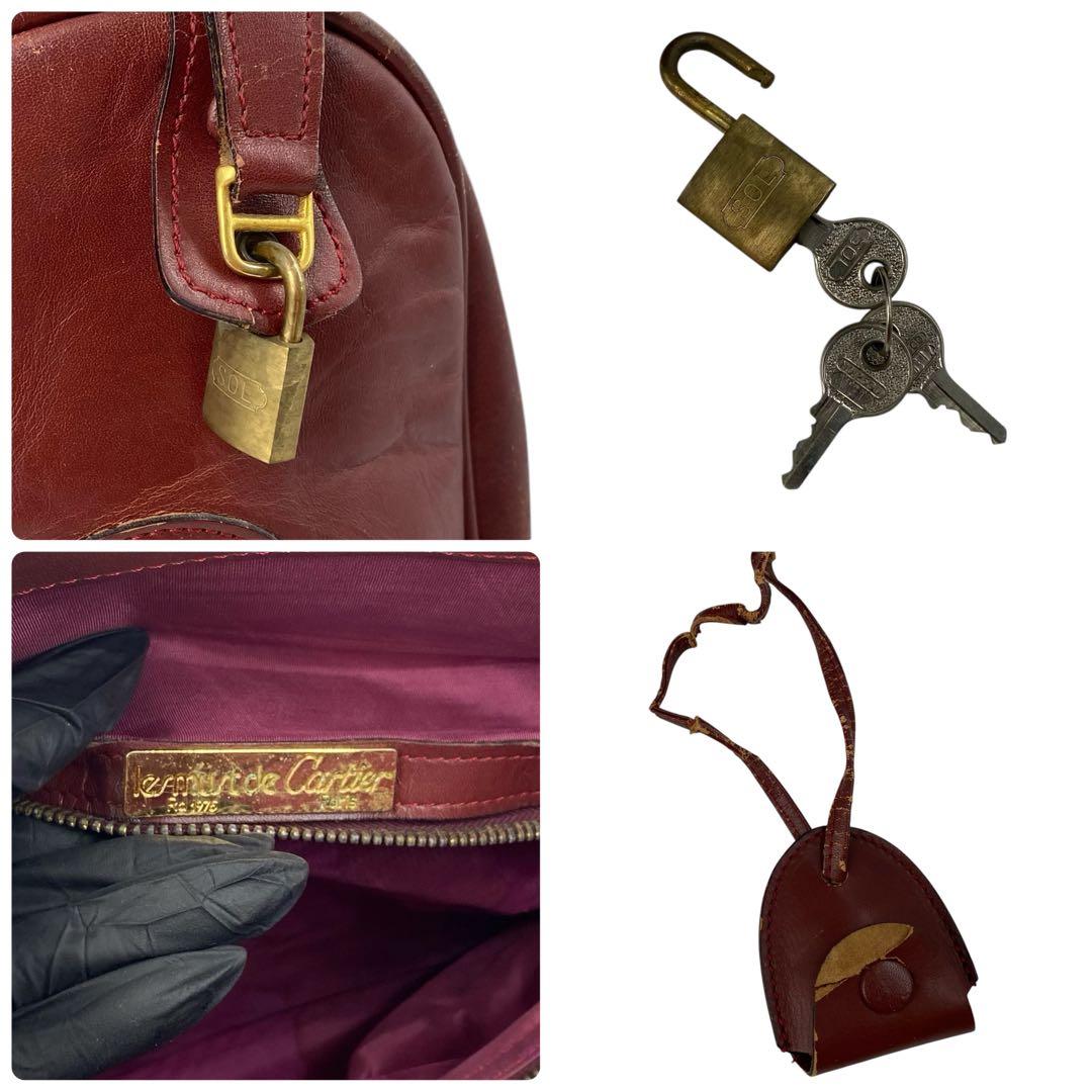 Cartier カルティエ マストライン ボストンバッグ ボルドー 本革 レザー