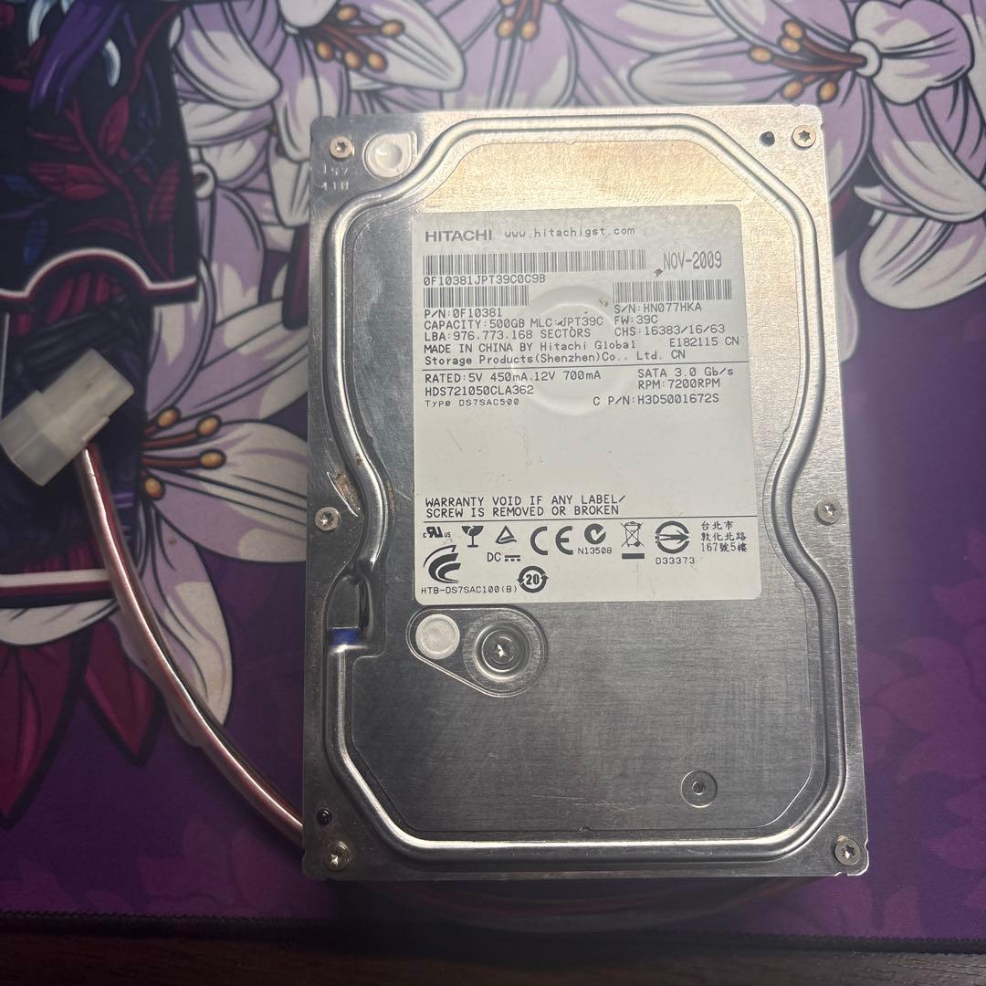 HITACHI HDD 500GB 冷却ファン付き