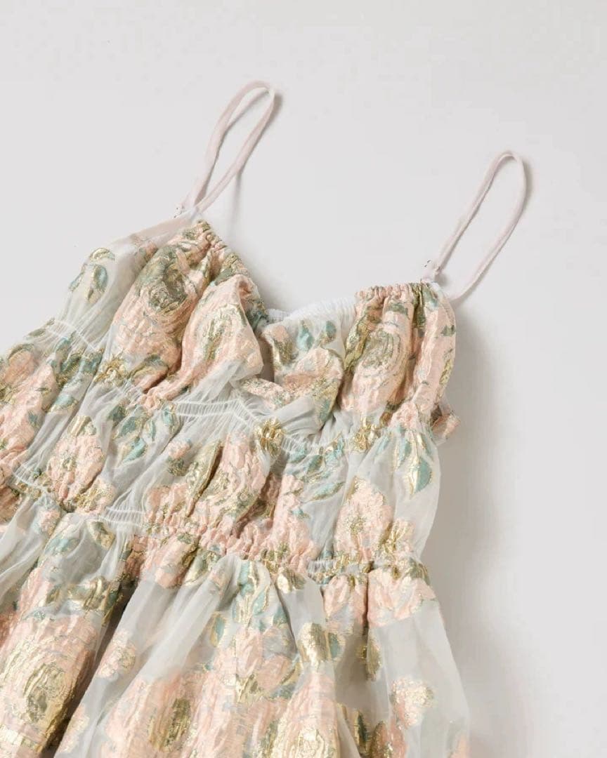 ワンピース Poppy PINK GOLD JACQUARD CAMI DRESS