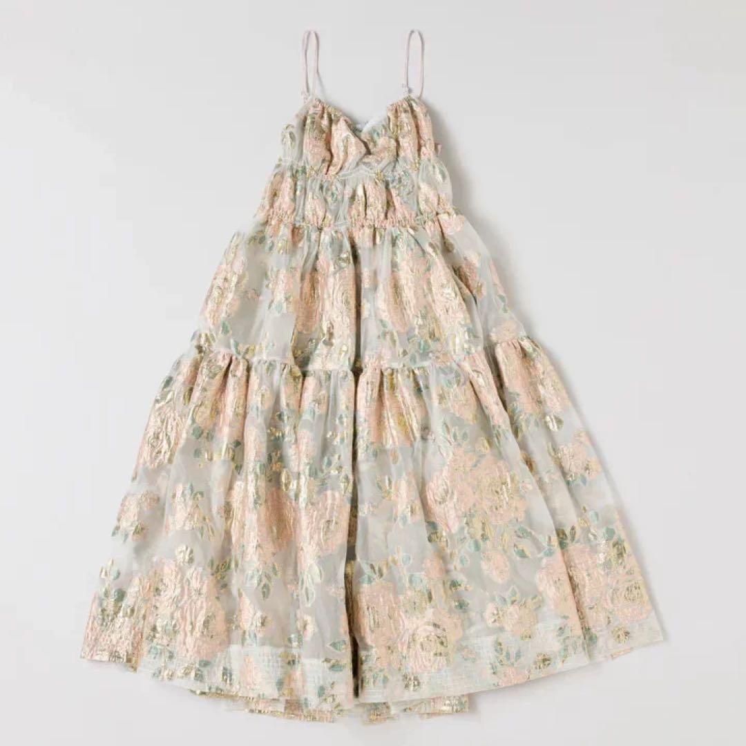ワンピース Poppy PINK GOLD JACQUARD CAMI DRESS