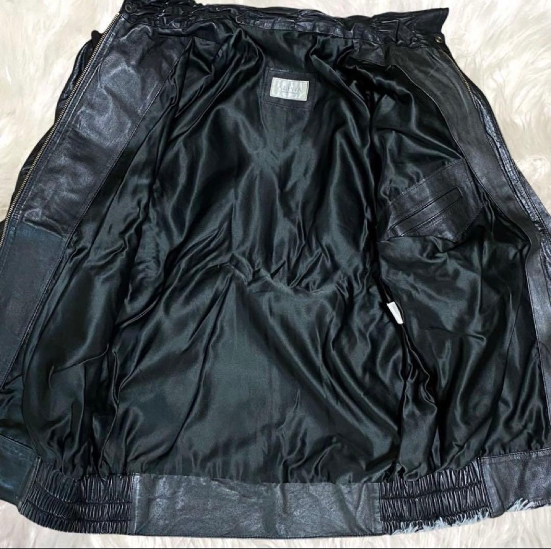 ALPHA レザージャケット　ライダース　クロコ型押し　ブラック LL位 羊革