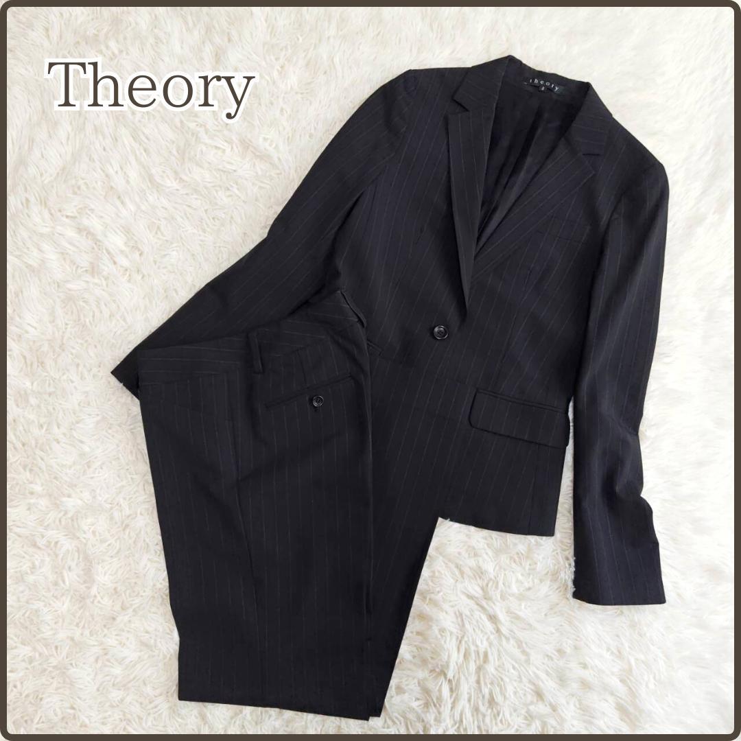 Theory セットアップスーツ フレアパンツ ブラックストライプ M L