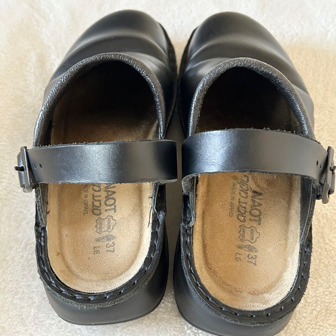 希少　ナオト　アイリス　マットブラック　サポ　レザーサンダル　コンフォート　37