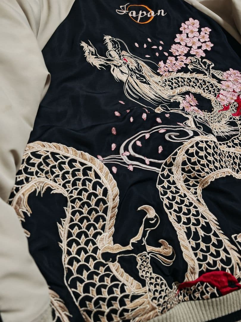 絡繰魂 美品 龍 日本限定 スカジャン vintage サテン unisex