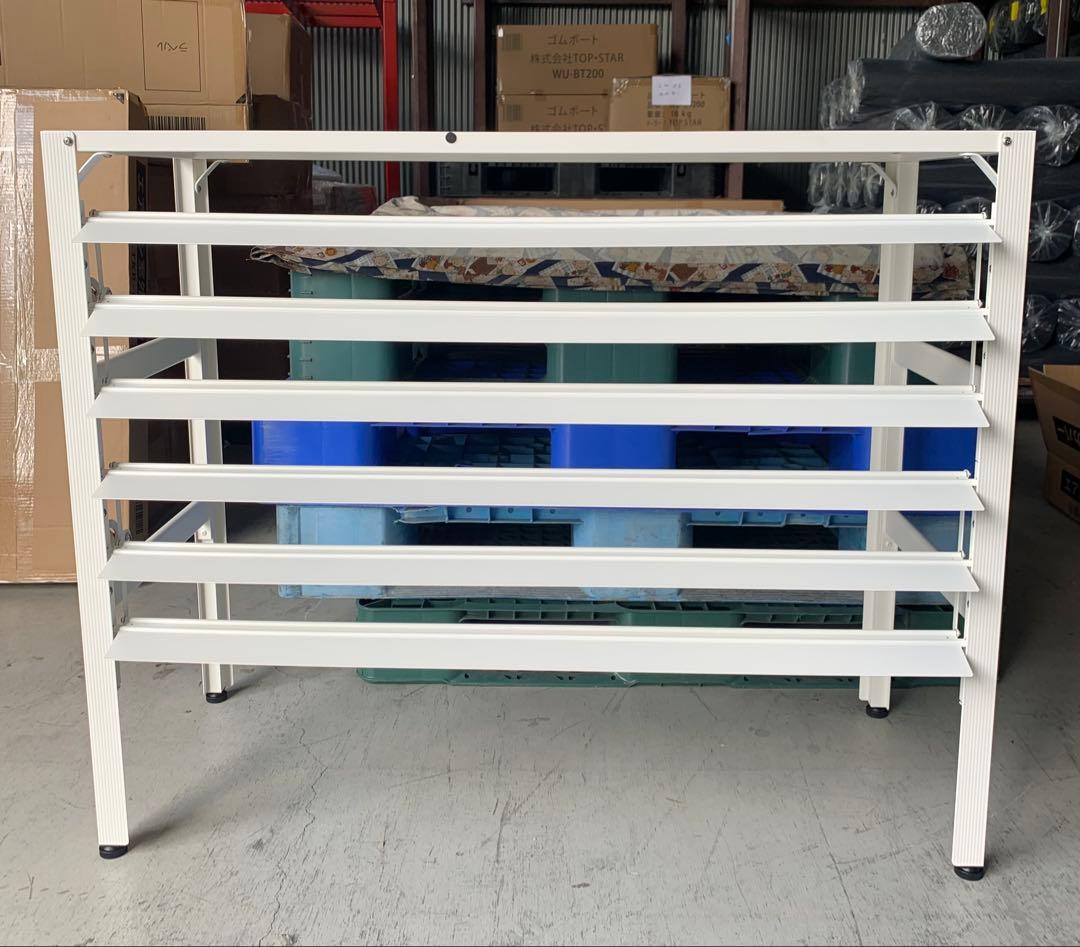 アルミ製 エアコン室外機カバー排気ルーバー方向可調整 Rホワイト