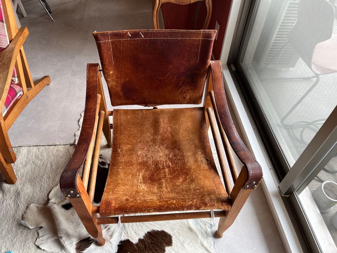レザーアームチェア レザーサファリチェア　ヴィンテージ