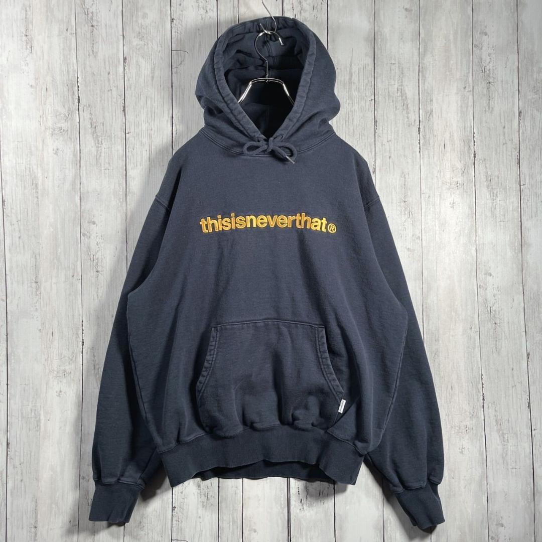 ディスイズネバーザット パーカー フーディー 刺繍ロゴ ネバザ M ネイビー