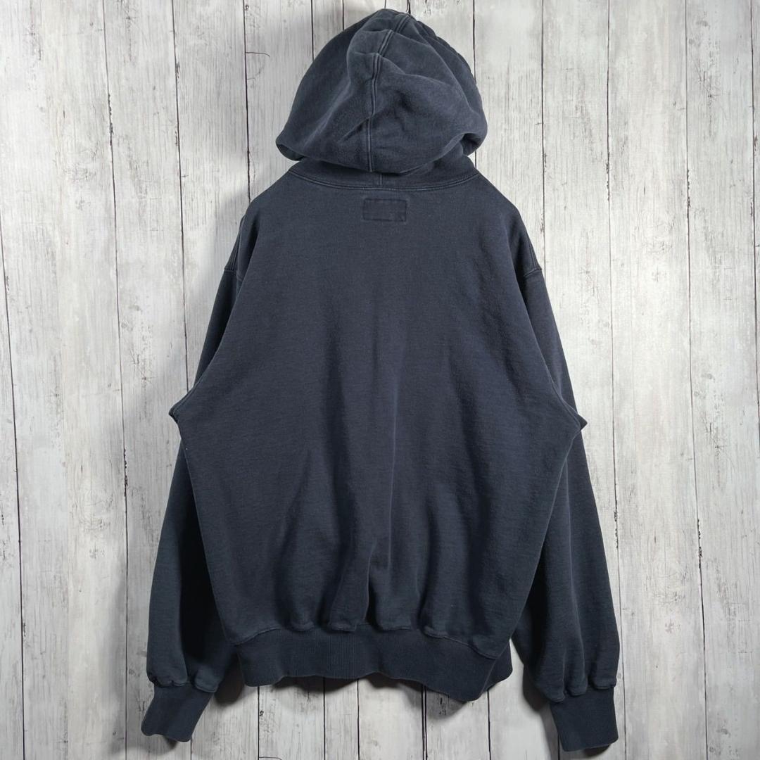 ディスイズネバーザット パーカー フーディー 刺繍ロゴ ネバザ M ネイビー