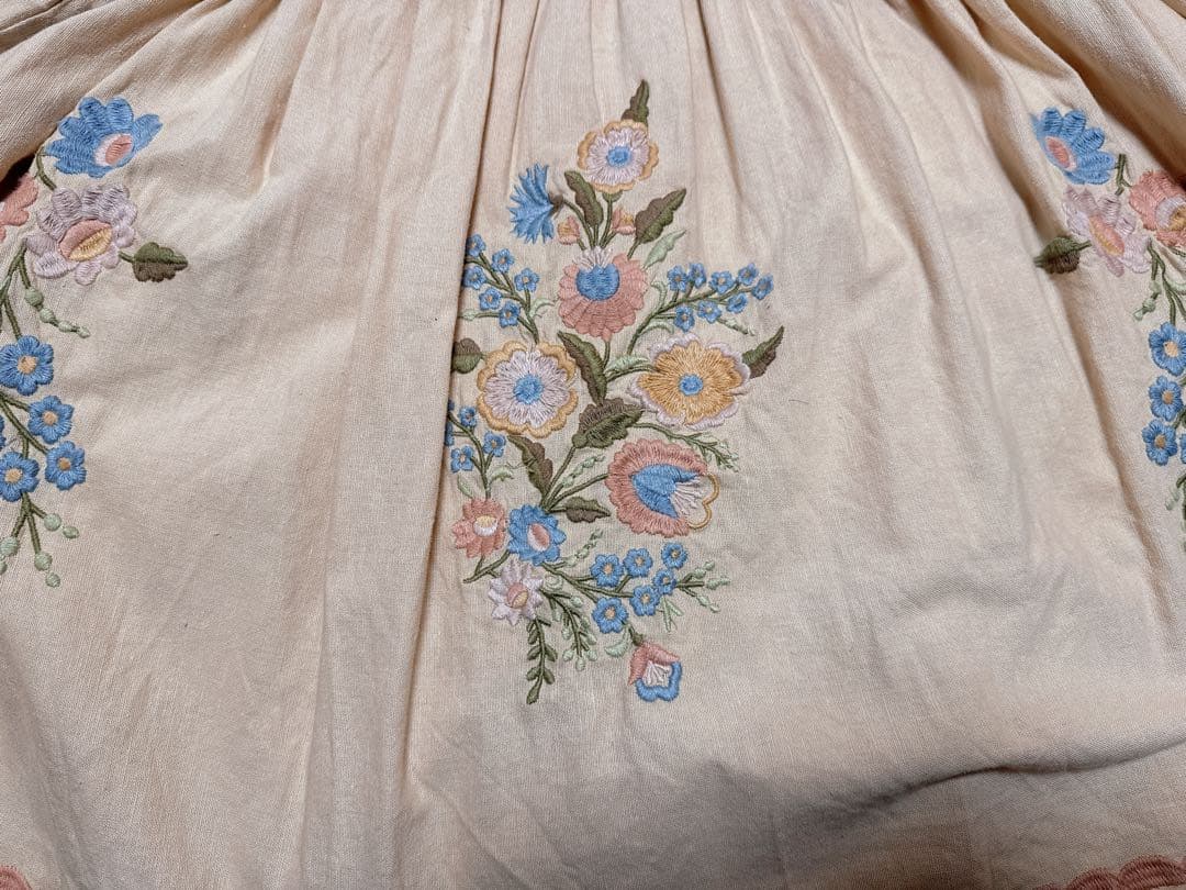 apolina mia dress 5-7 刺繍入りベージュ長袖ワンピース