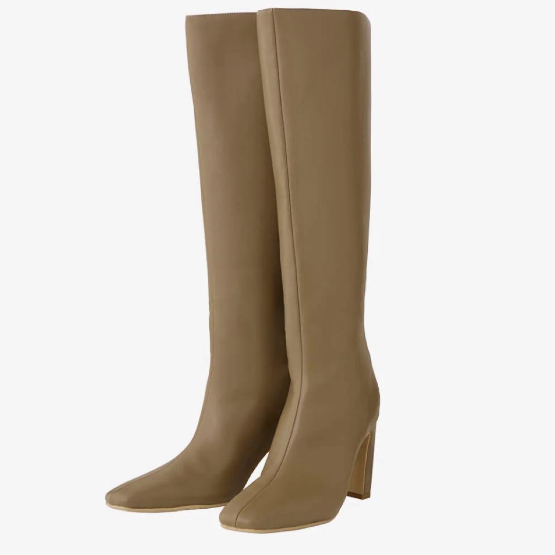 polaura ロゴジップスクエアトゥロングブーツ M 24㎝