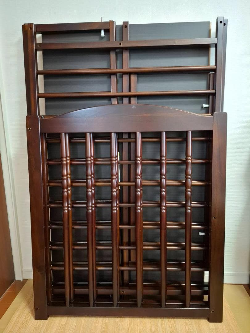 日本製 ベビーベッド ダークブラウン　木製　レギュラーサイズ