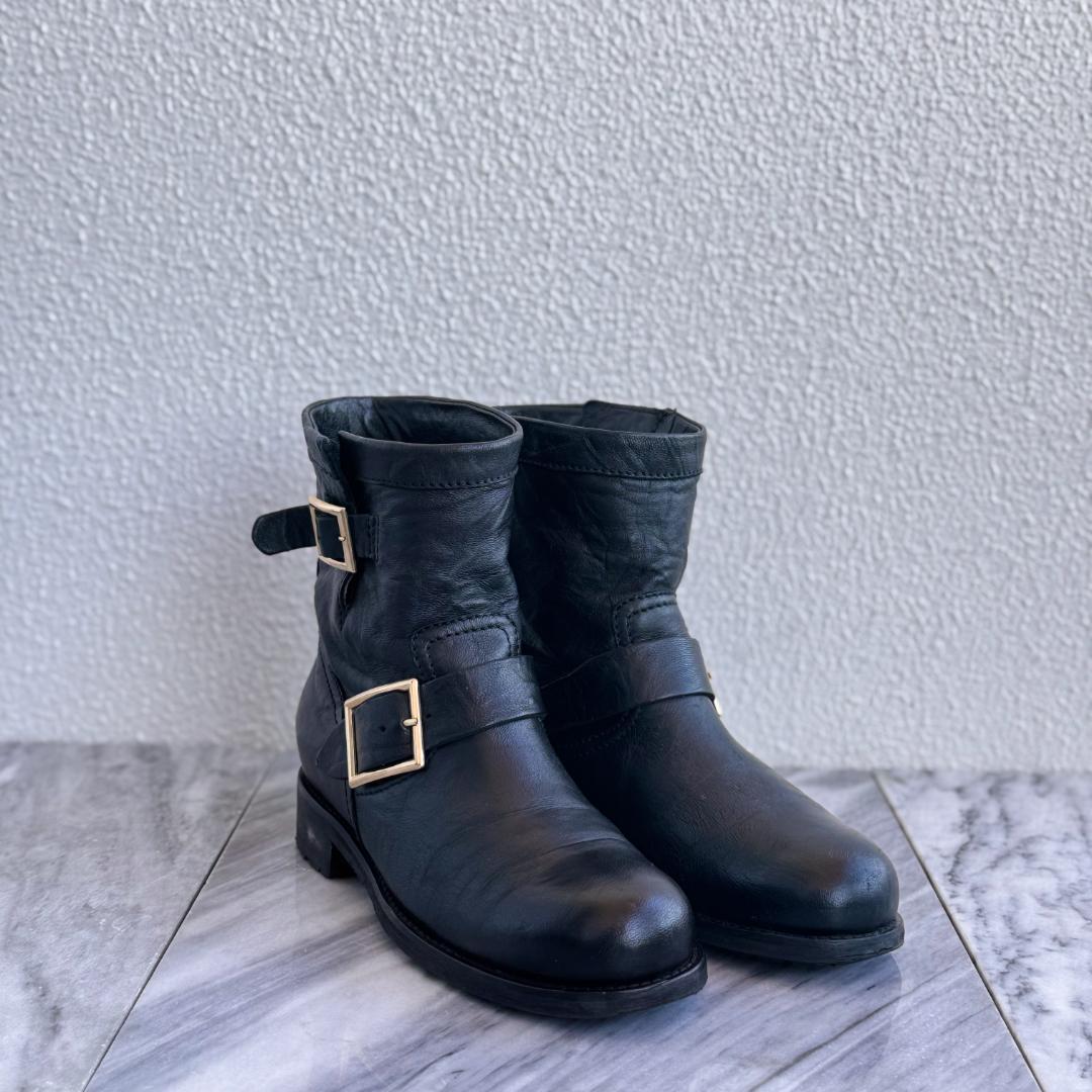 JIMMY CHOO ジミーチュウ　エンジニアブーツ ショートブーツ　黒　36