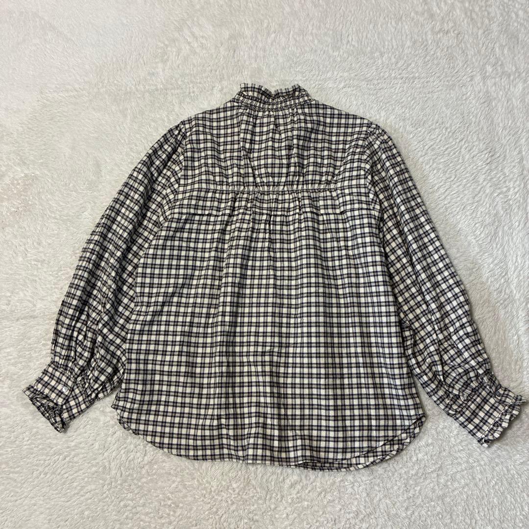 HUG O WAR ハグオーワー　チェックフリルシャツ　アイボリー×ブラック