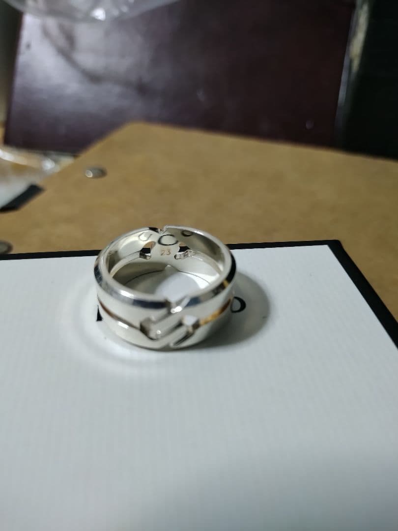 美品 GUCCIグッチ シルバー925 ノットインフィニティワイドリング 23号