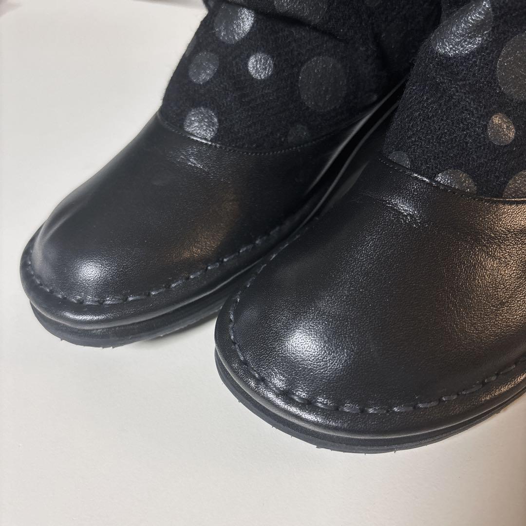 【未使用級】慈雨Jin ショートブーツ ブラック ドット柄 水玉 センソユニコ