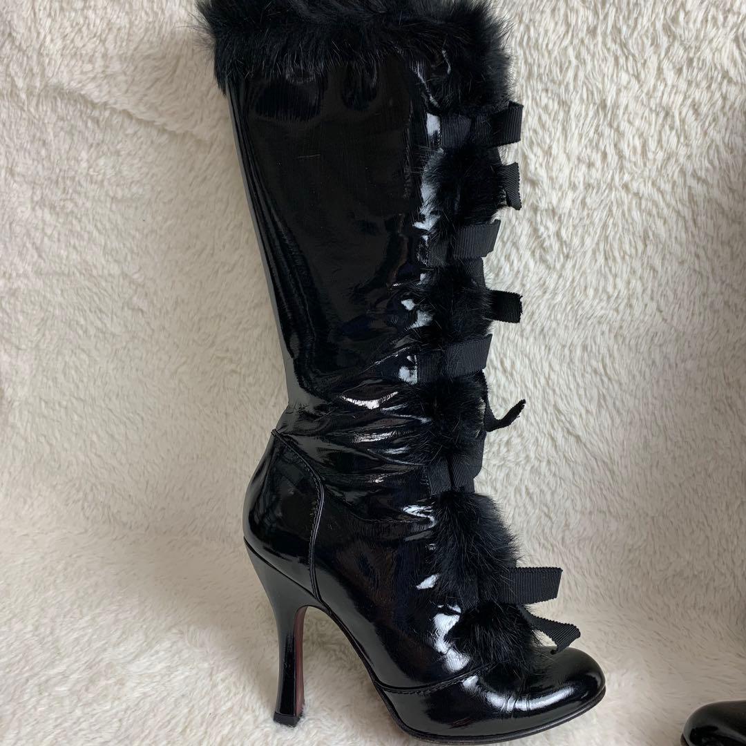 【定価30万】《超レア商品》ルイヴィトンリボンファーエナメルブーツ