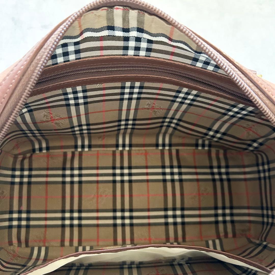 美品希少バーバリーズレザーミニボストンバッグ裏地ノバチェック
