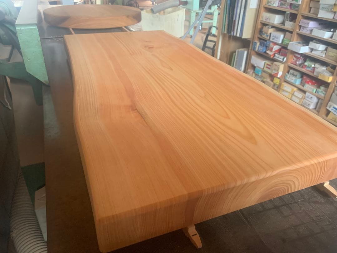 ☆ぺんぎん☆楠円形飾り台、桧片側耳付棚板オーダー製作●確認