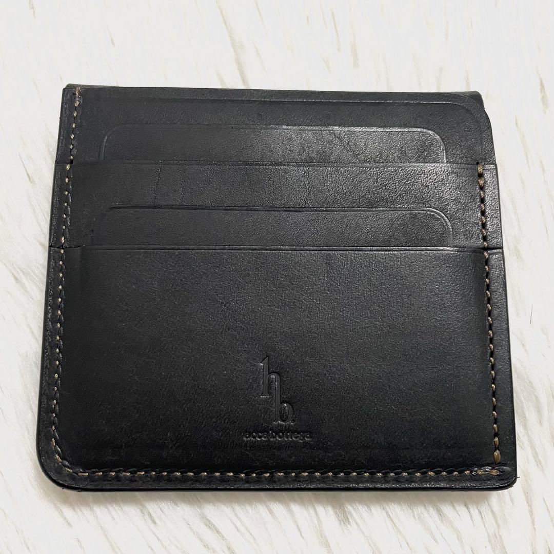 【未使用】アッカボッテガ　財布　コンパクト　プエブロ　ブラック　レザー　メンズ