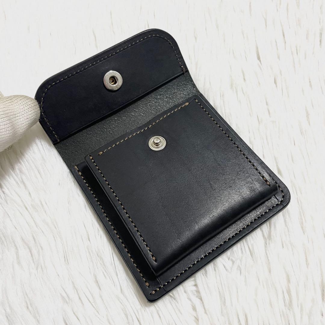 【未使用】アッカボッテガ　財布　コンパクト　プエブロ　ブラック　レザー　メンズ