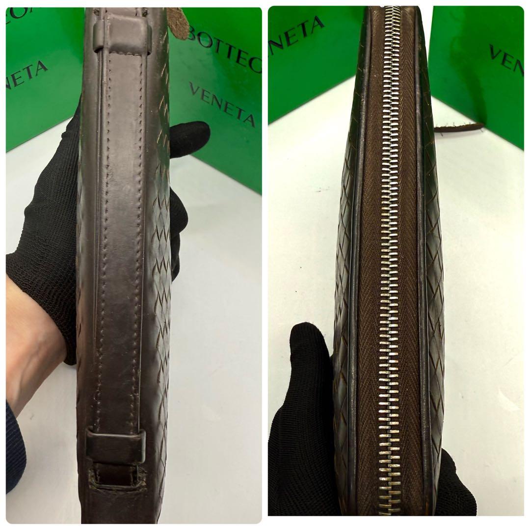 ボッテガヴェネタ オーガナイザー イントレチャート ダークブラウン レザー