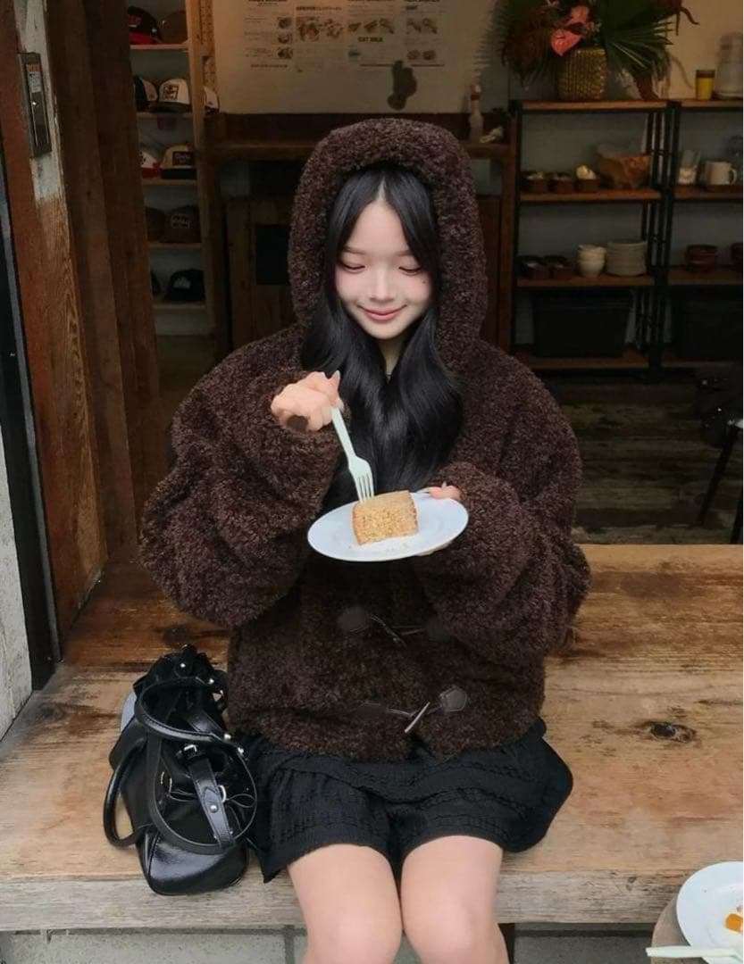 プードルファータッチボタンコート　emmy