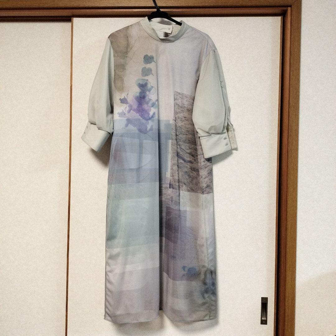 タグ付き 未使用 パブリックトウキョウ 水彩調 ワンピース グレー