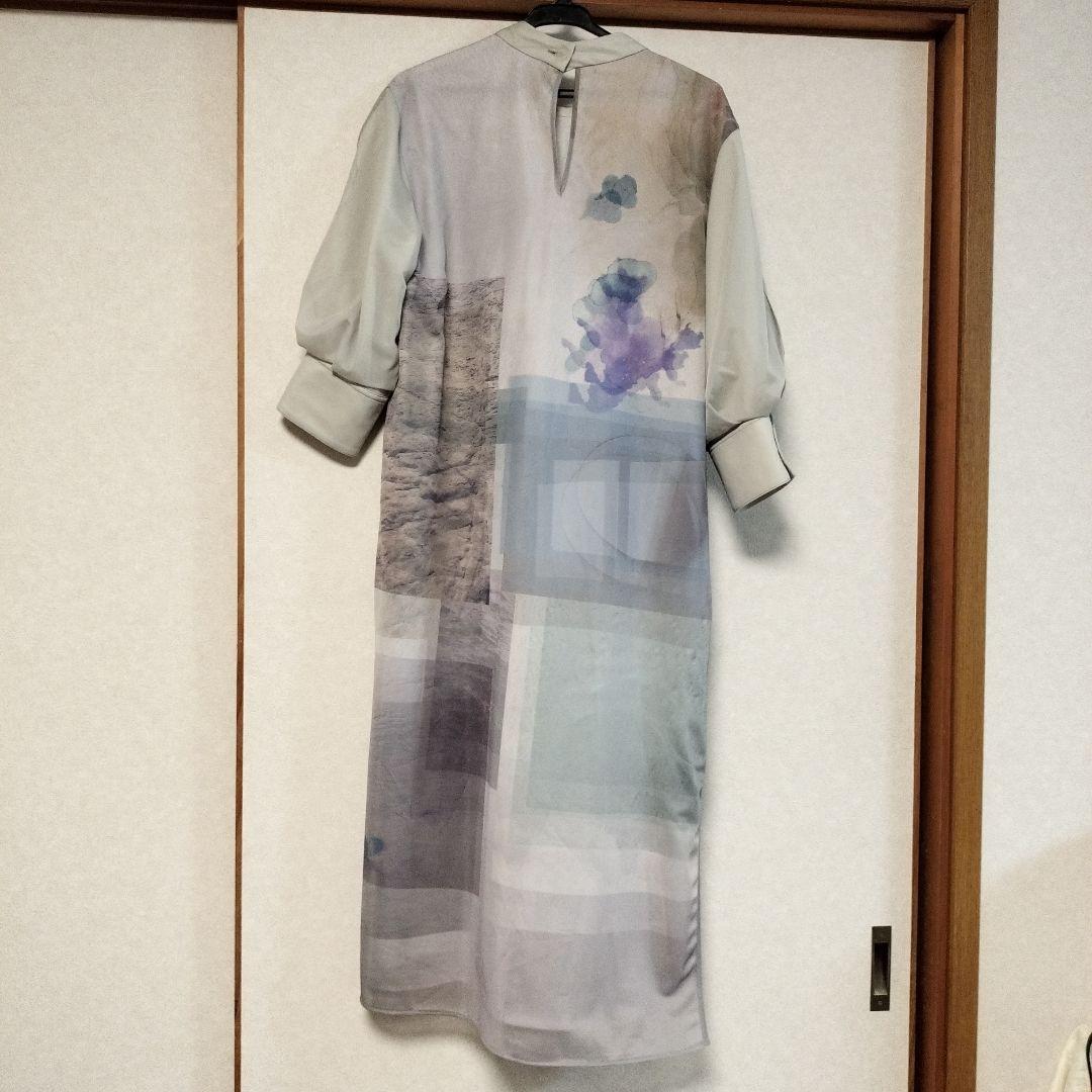 タグ付き 未使用 パブリックトウキョウ 水彩調 ワンピース グレー