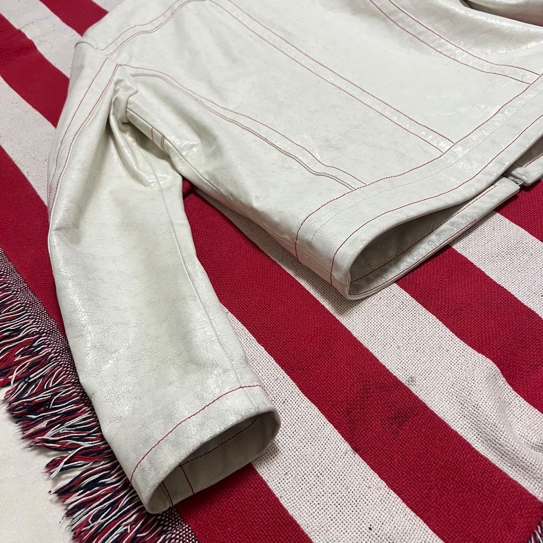 DIESEL 中華新年モデル クラック加工 ホワイト レザー ジャケット