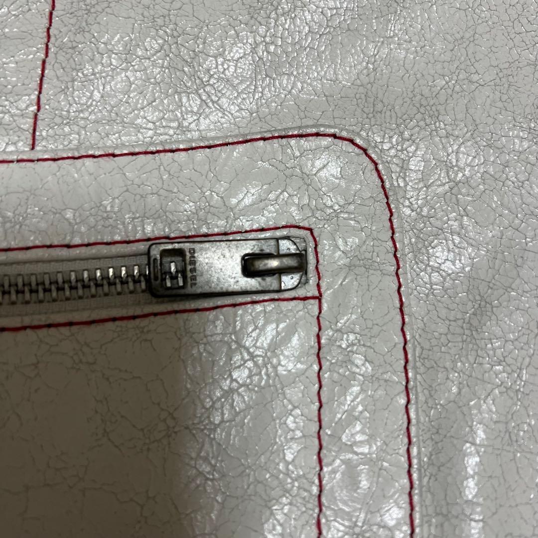 DIESEL 中華新年モデル クラック加工 ホワイト レザー ジャケット