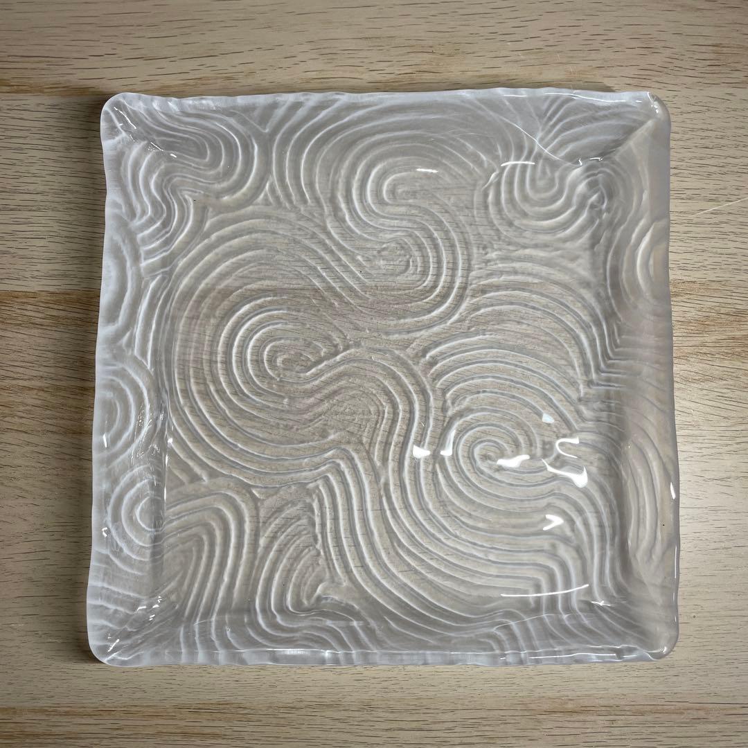 益子焼作家　坂田甚内　ガラス波状紋四方皿　箱なし