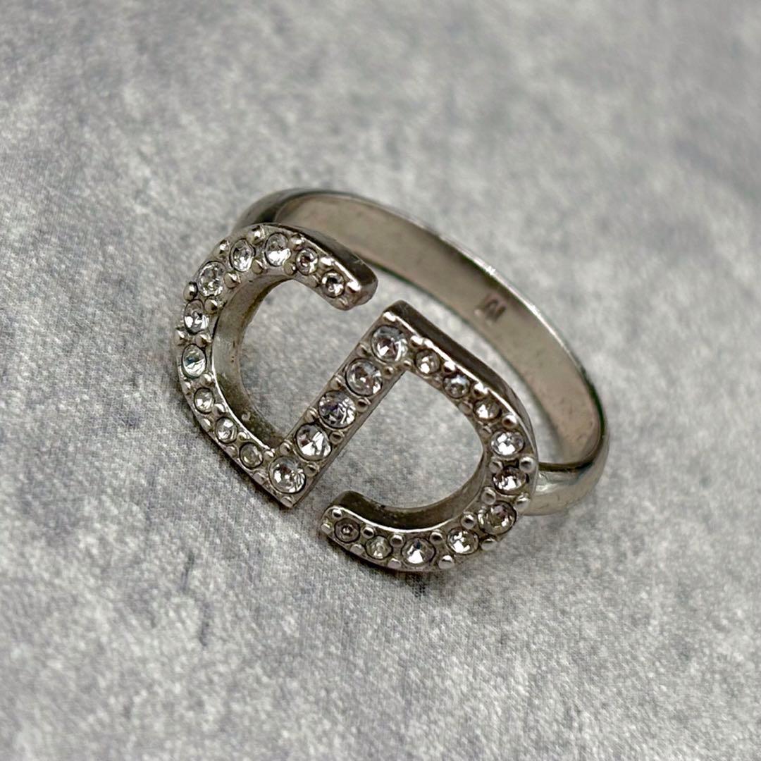 現行✨ 美品 DIOR Petit CD ビジュー×シルバーリング M 約11号