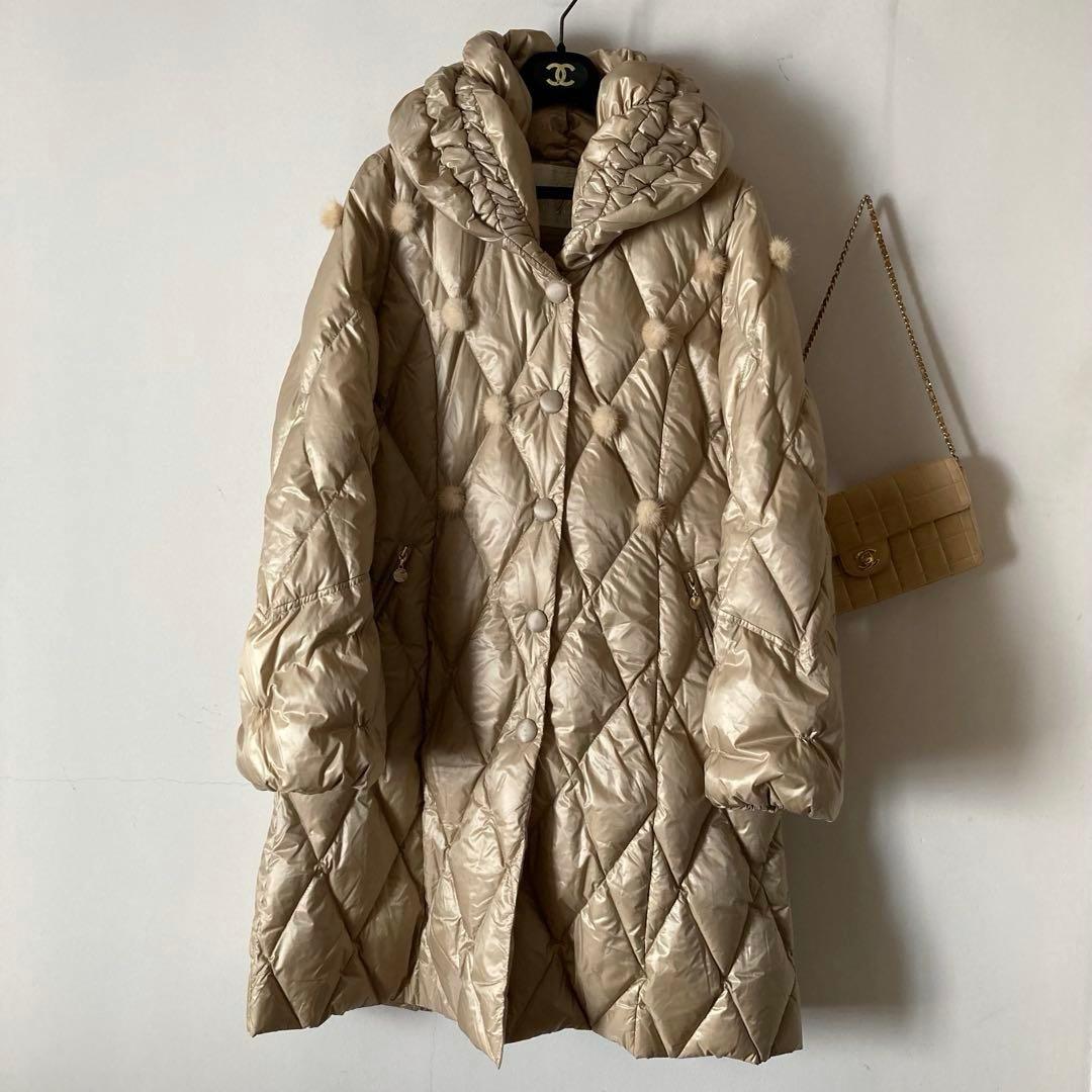 伊太利屋イタリヤ10万＊最高級ミンクファー付きボリュームダウンコート