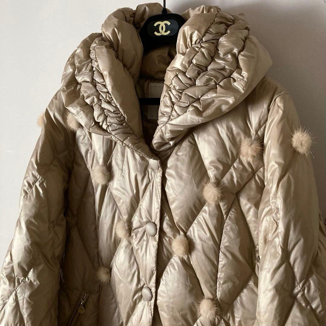 伊太利屋イタリヤ10万＊最高級ミンクファー付きボリュームダウンコート