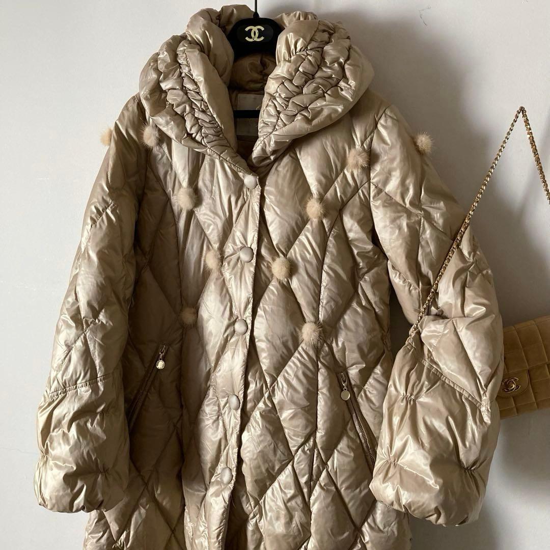 伊太利屋イタリヤ10万＊最高級ミンクファー付きボリュームダウンコート