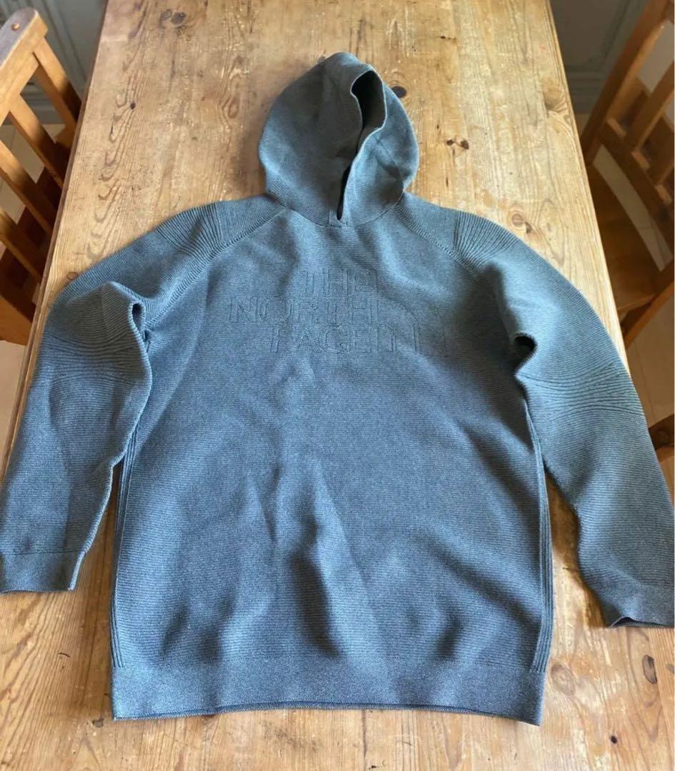 ■美品ノースフェイス　 ニット　メンズ　L　グレー　冬物　キャンプ　パーカー