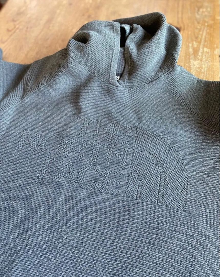 ■美品ノースフェイス　 ニット　メンズ　L　グレー　冬物　キャンプ　パーカー