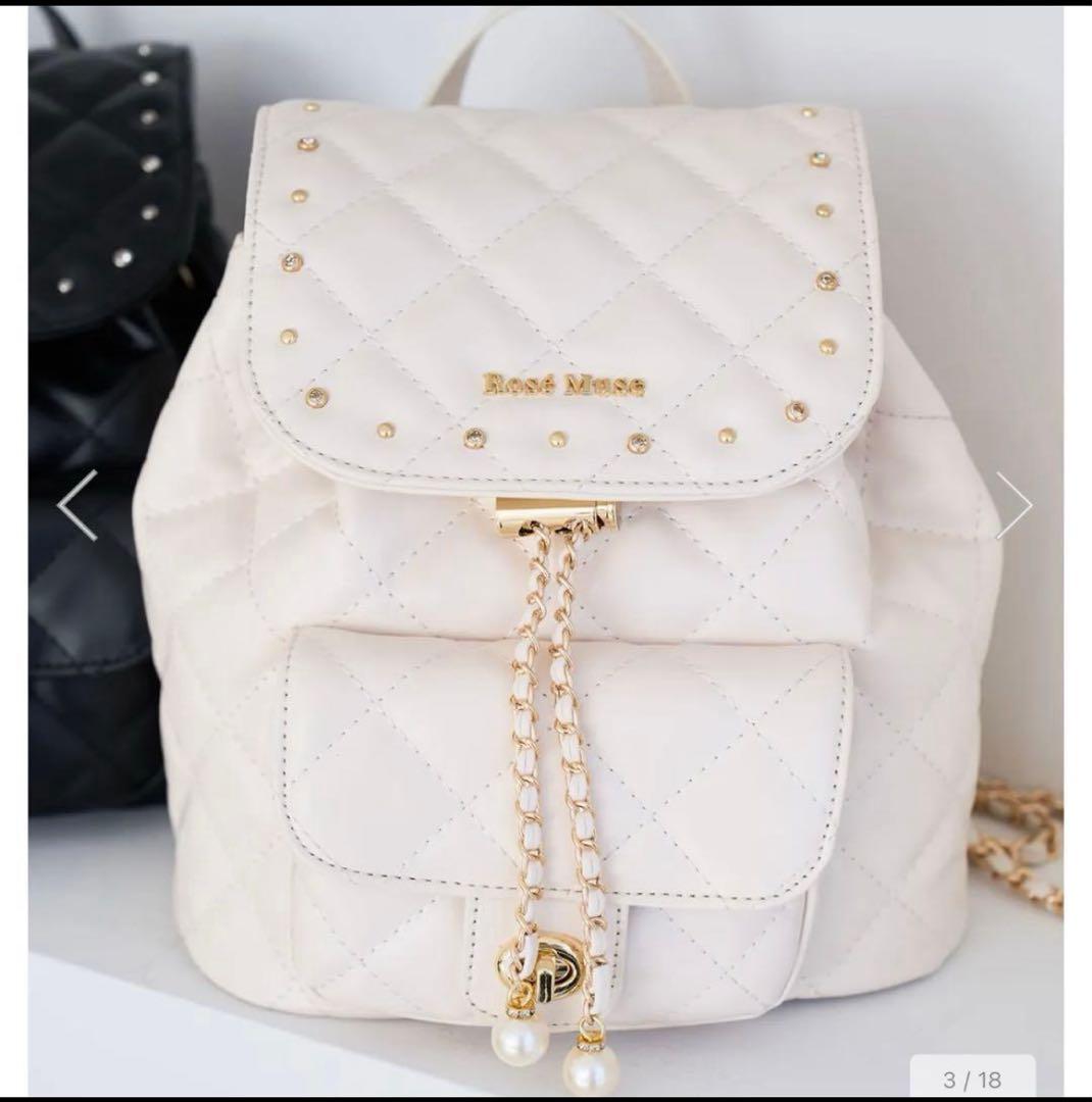 完売品 ロゼミューズ Quilting bijou backpack アイボリー