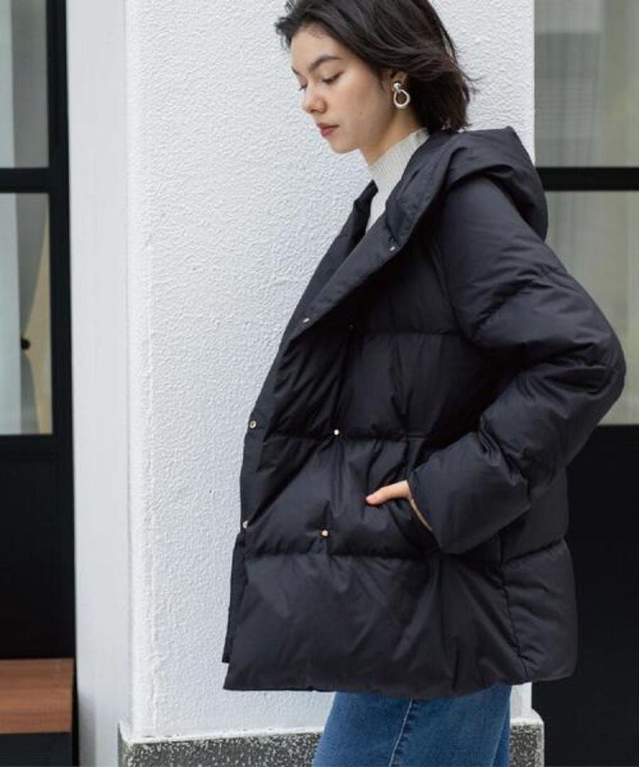 オペークドットクリップ ダウンジャケット 黒 40サイズ