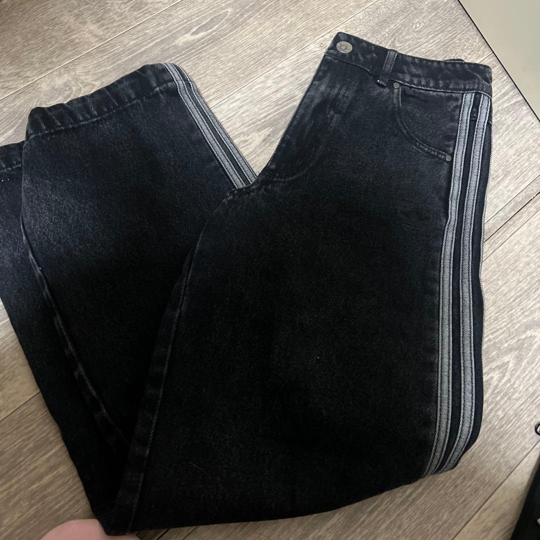 adidas ブラックデニム ストライプ 24-26