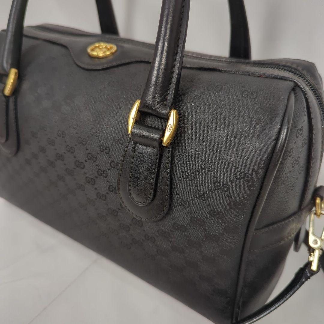 【良品】GUCCI マイクロ グッチ GG柄 ミニ ボストンバッグ ハンドバッグ